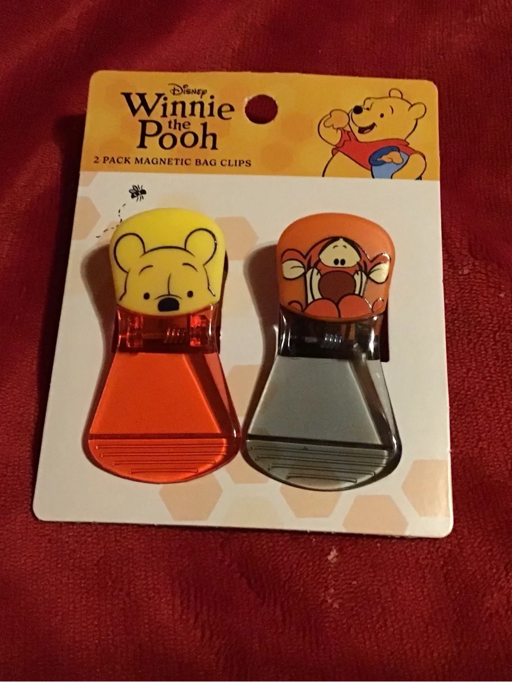 Disney Winnie the Pooh Magnetic Bag Clips - Yellow, Orange & Blue